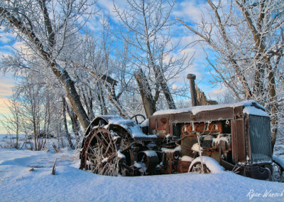 Case tractor in the snow Canada